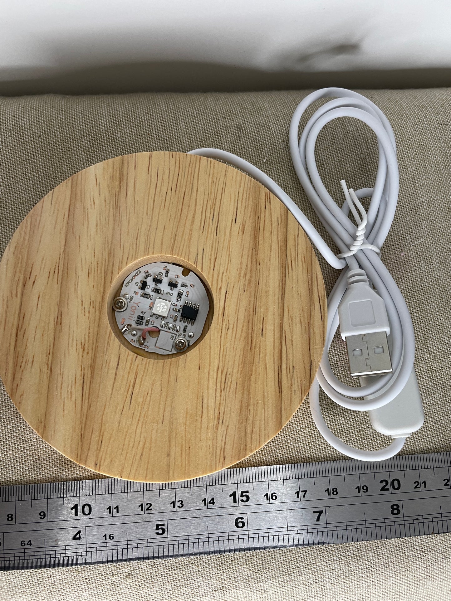 Wooden Crystal Display Base - mulit coloured LED - USB
