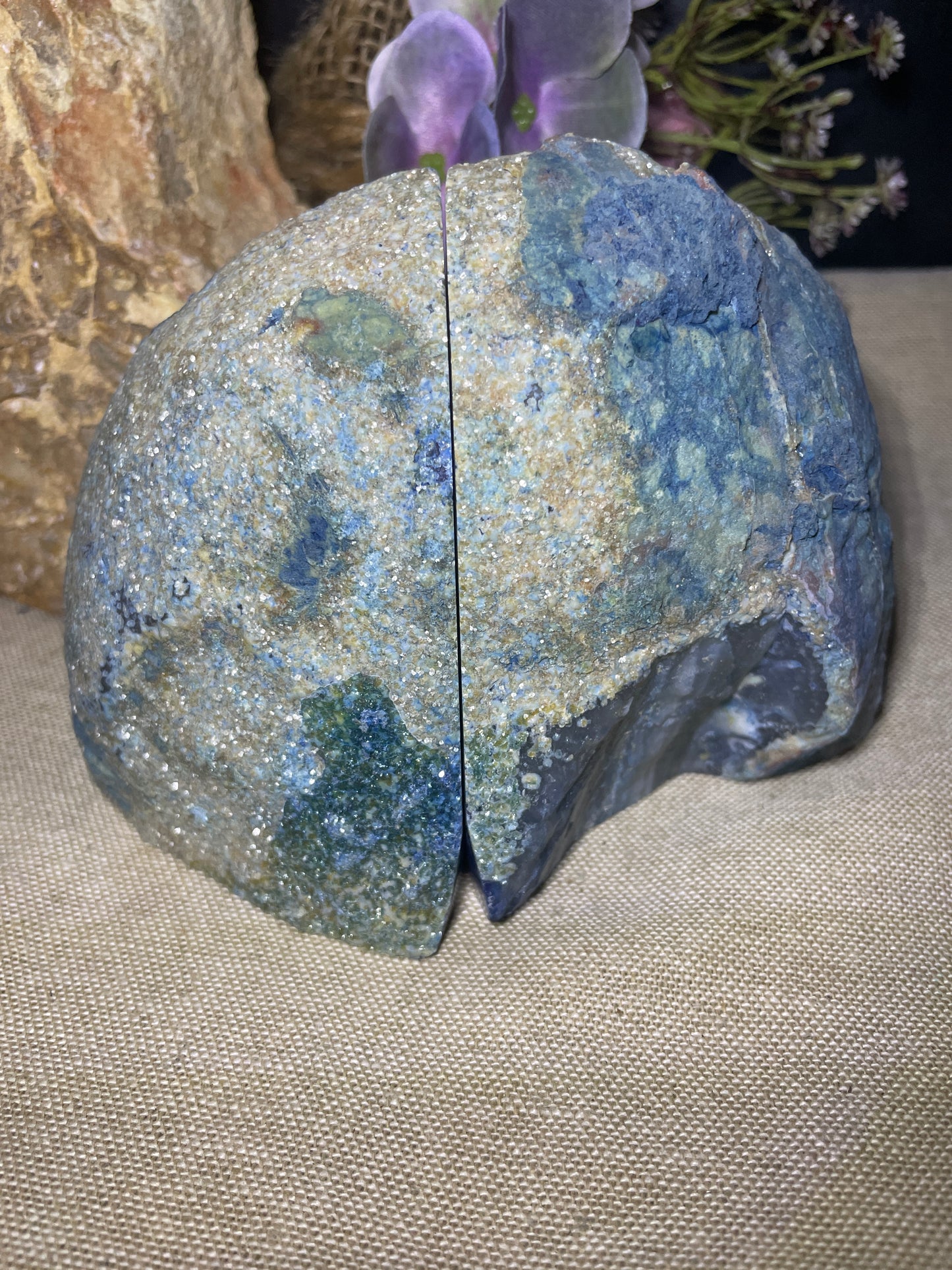 Dyed agate bookends