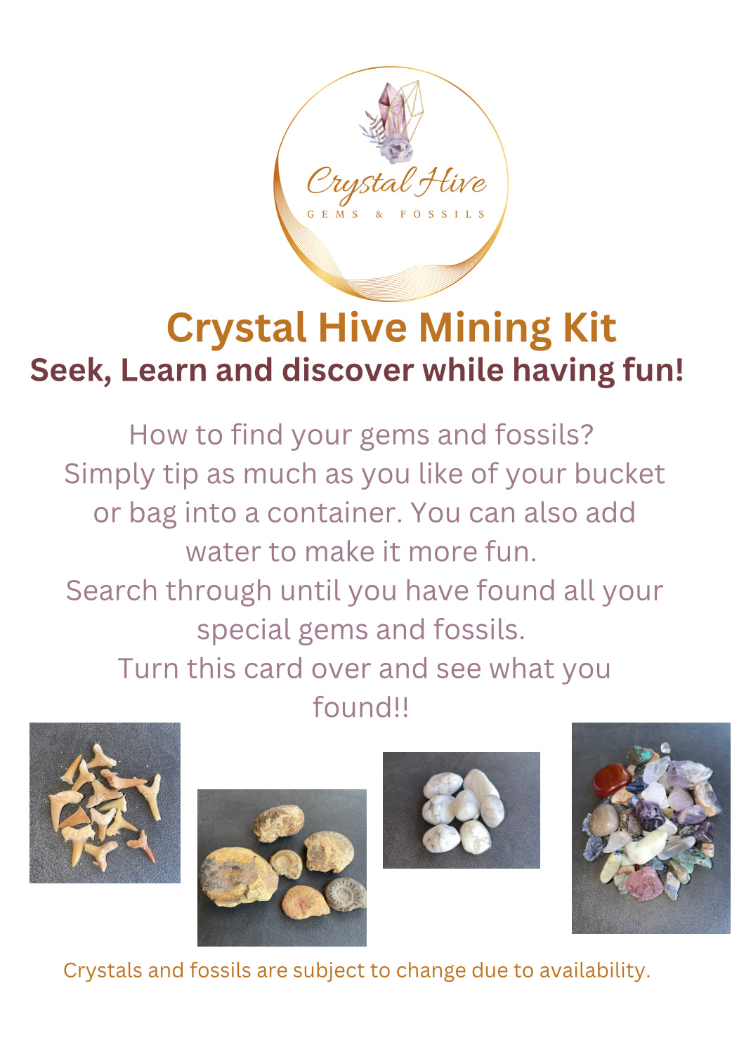 Crystal Hive mining kit.