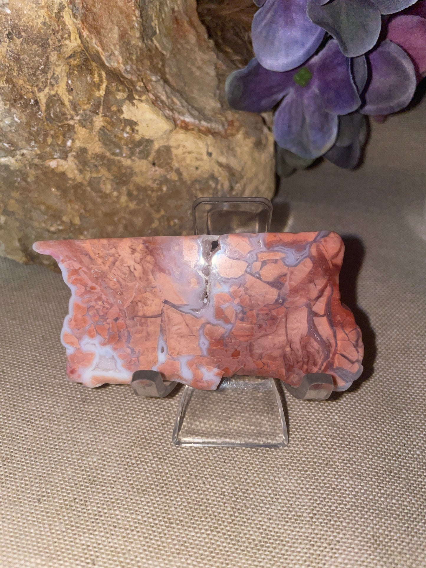 Pink agate slice Freeform