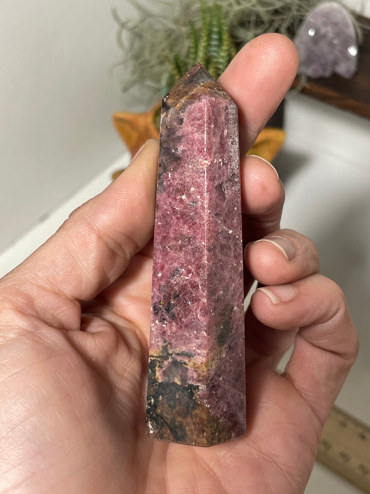 High grade rhodonite tower