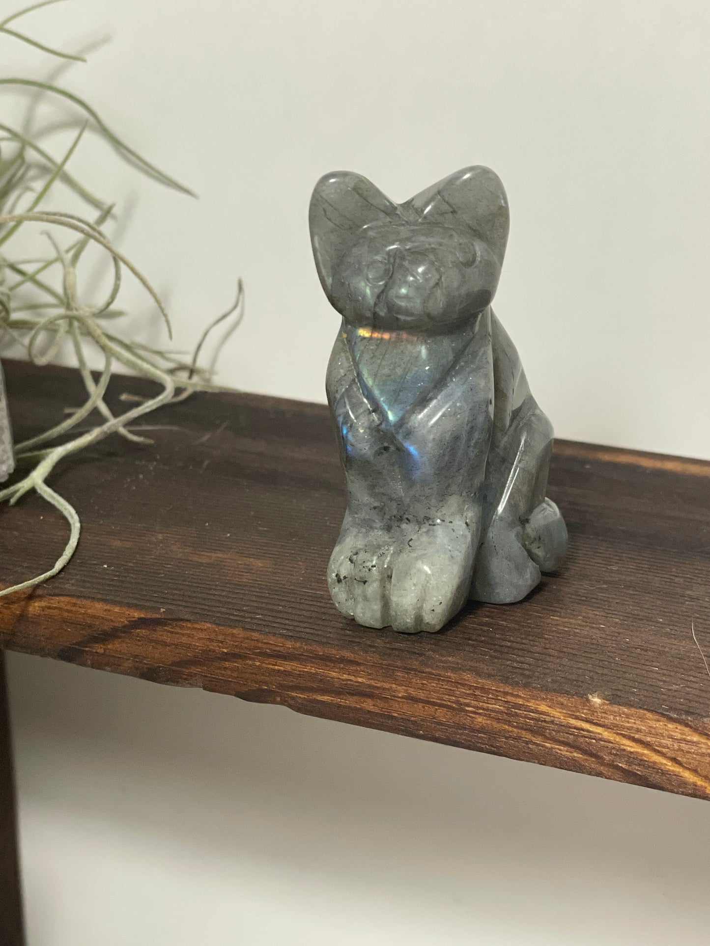 Labradorite cat carving