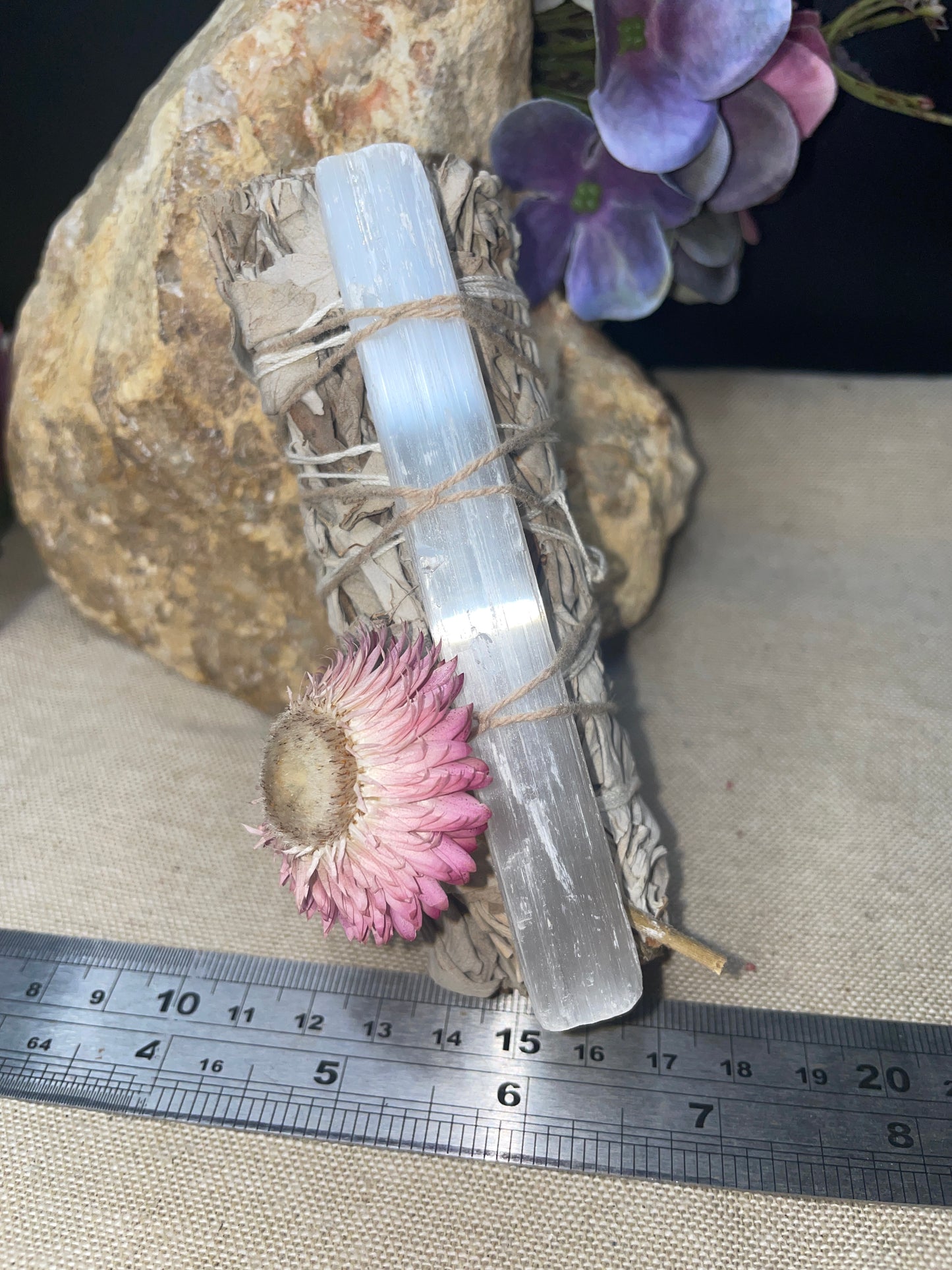 White sage selenite wand