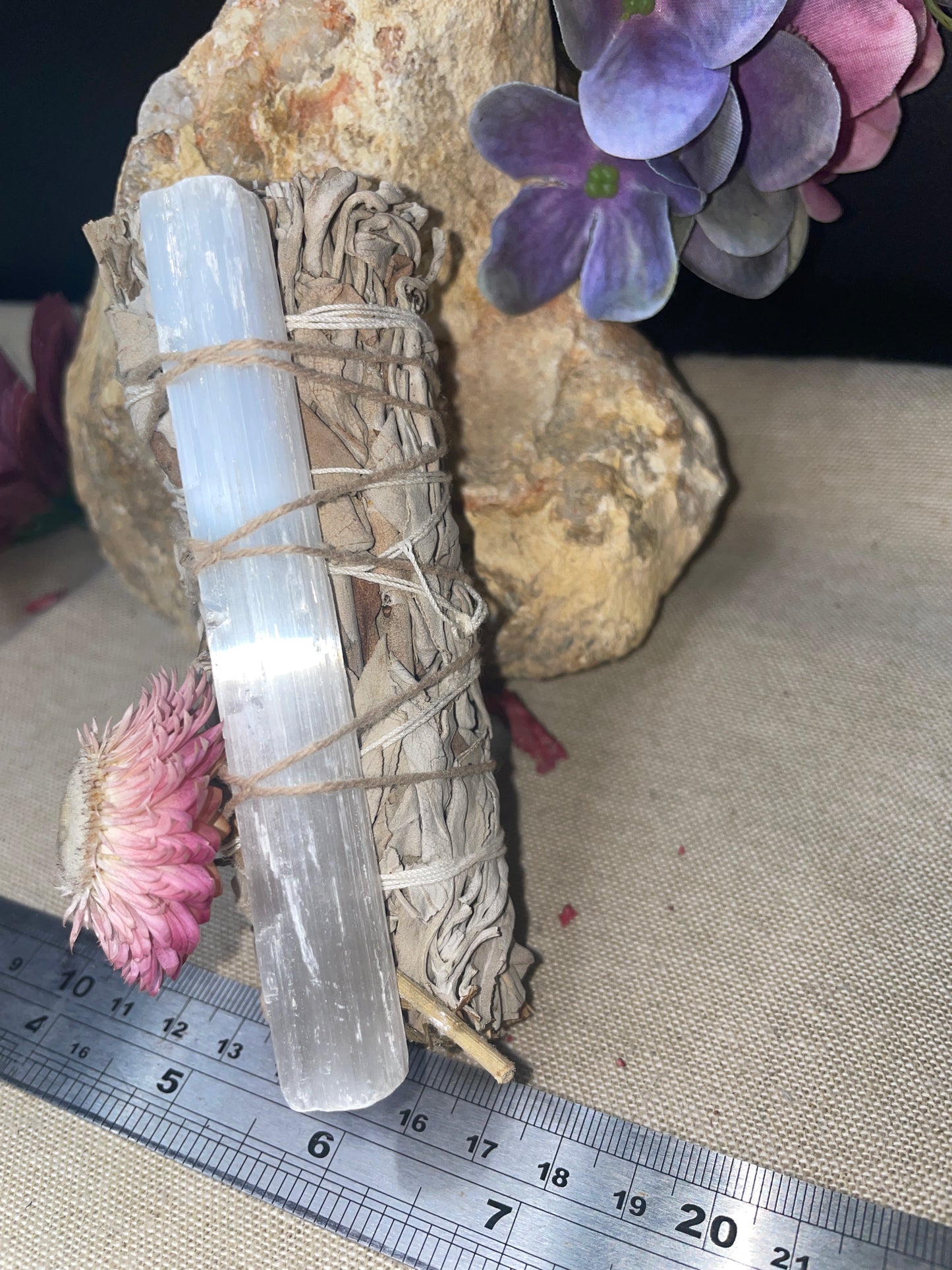 White sage selenite wand