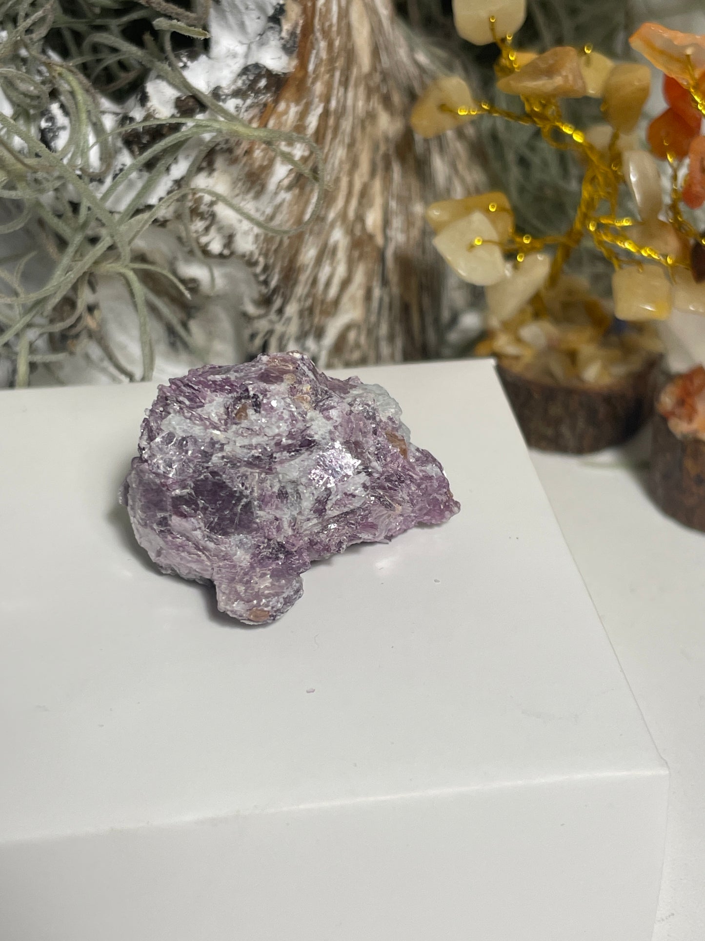 Lepidolite blade cluster with small smoky