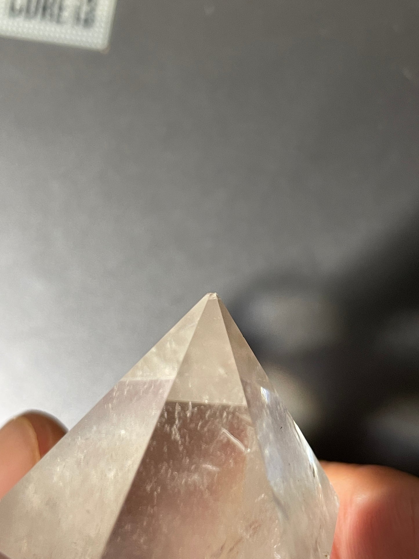 Chipped tip Clear quartz tower / point