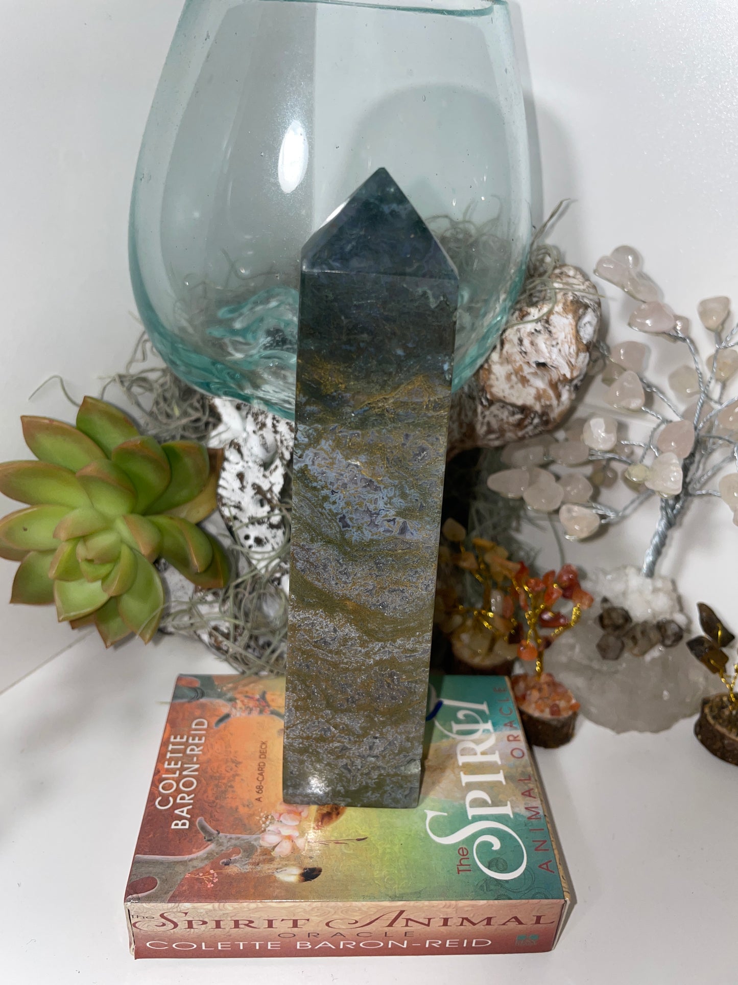 Moss agate tower