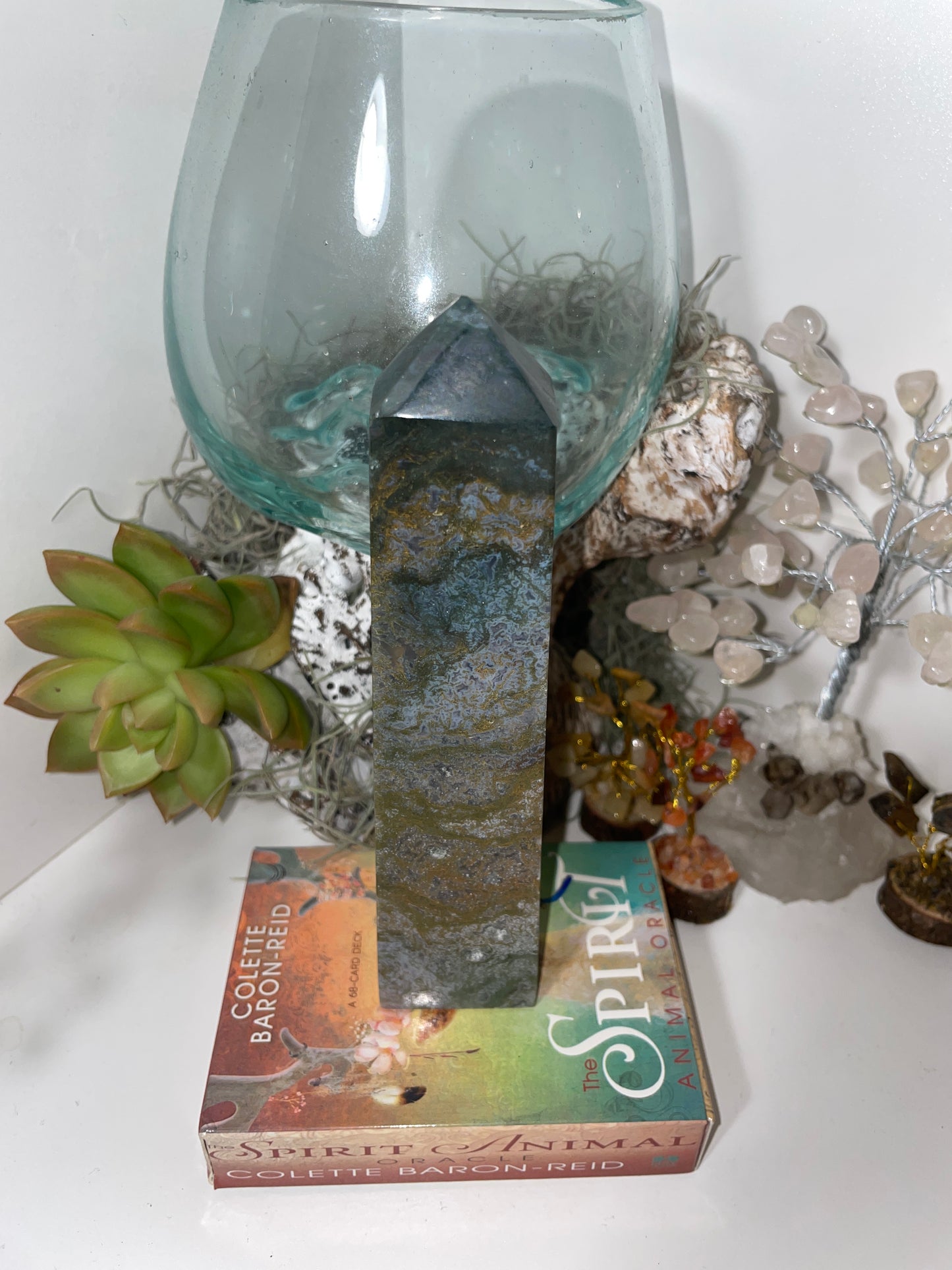 Moss agate tower
