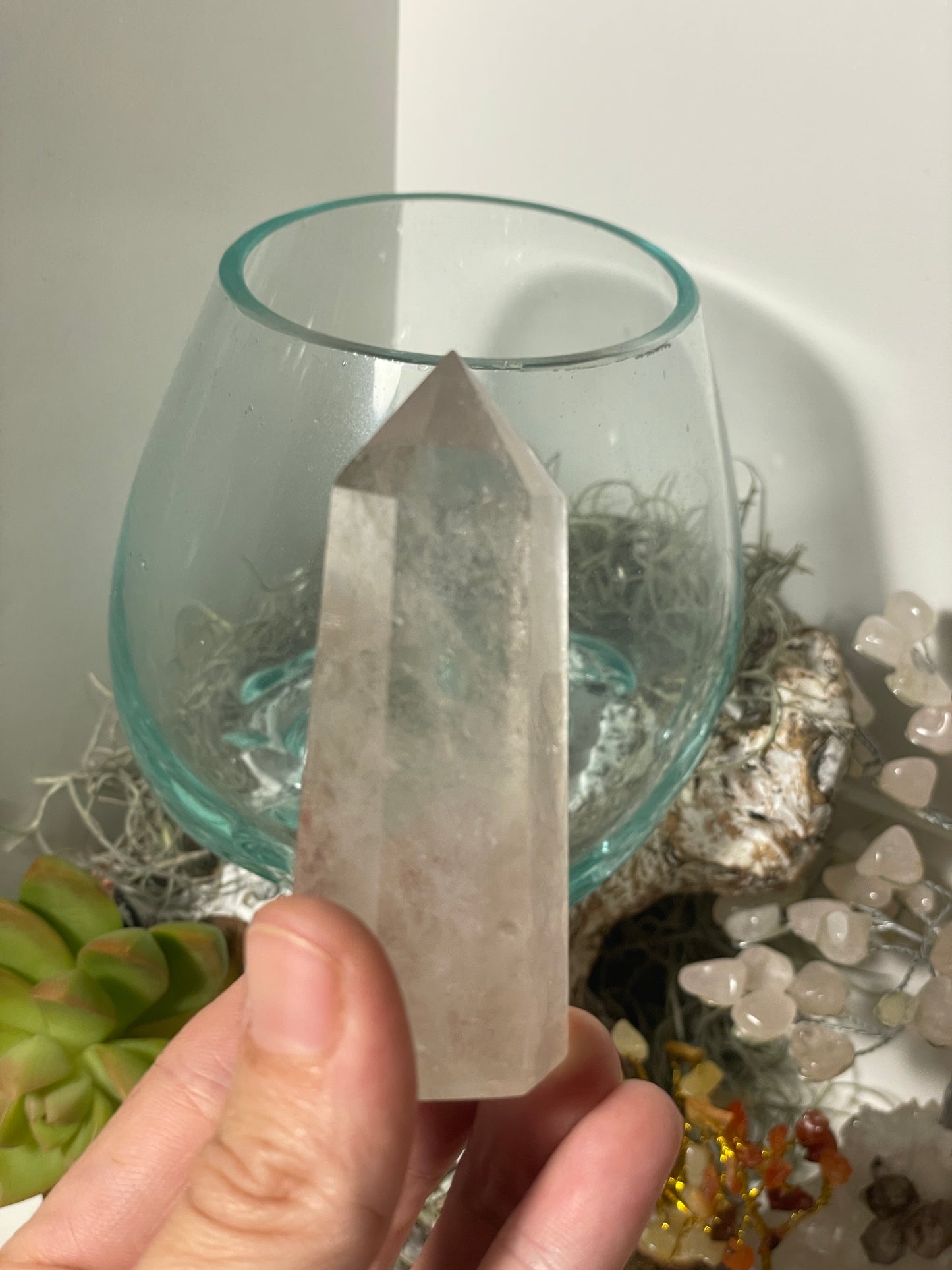 Clear quartz tower