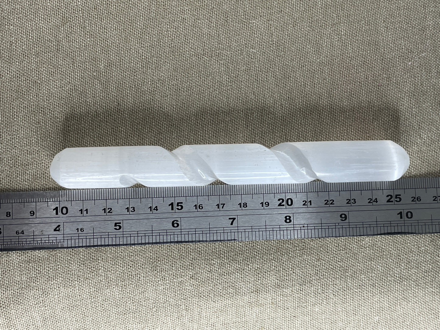 Blunt end selenite spiral wand