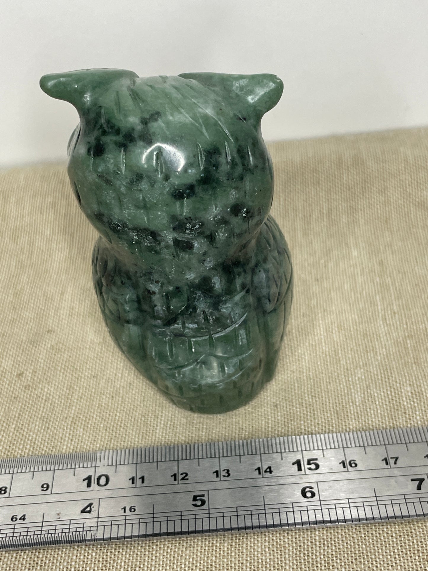 Serpentine owl carving
