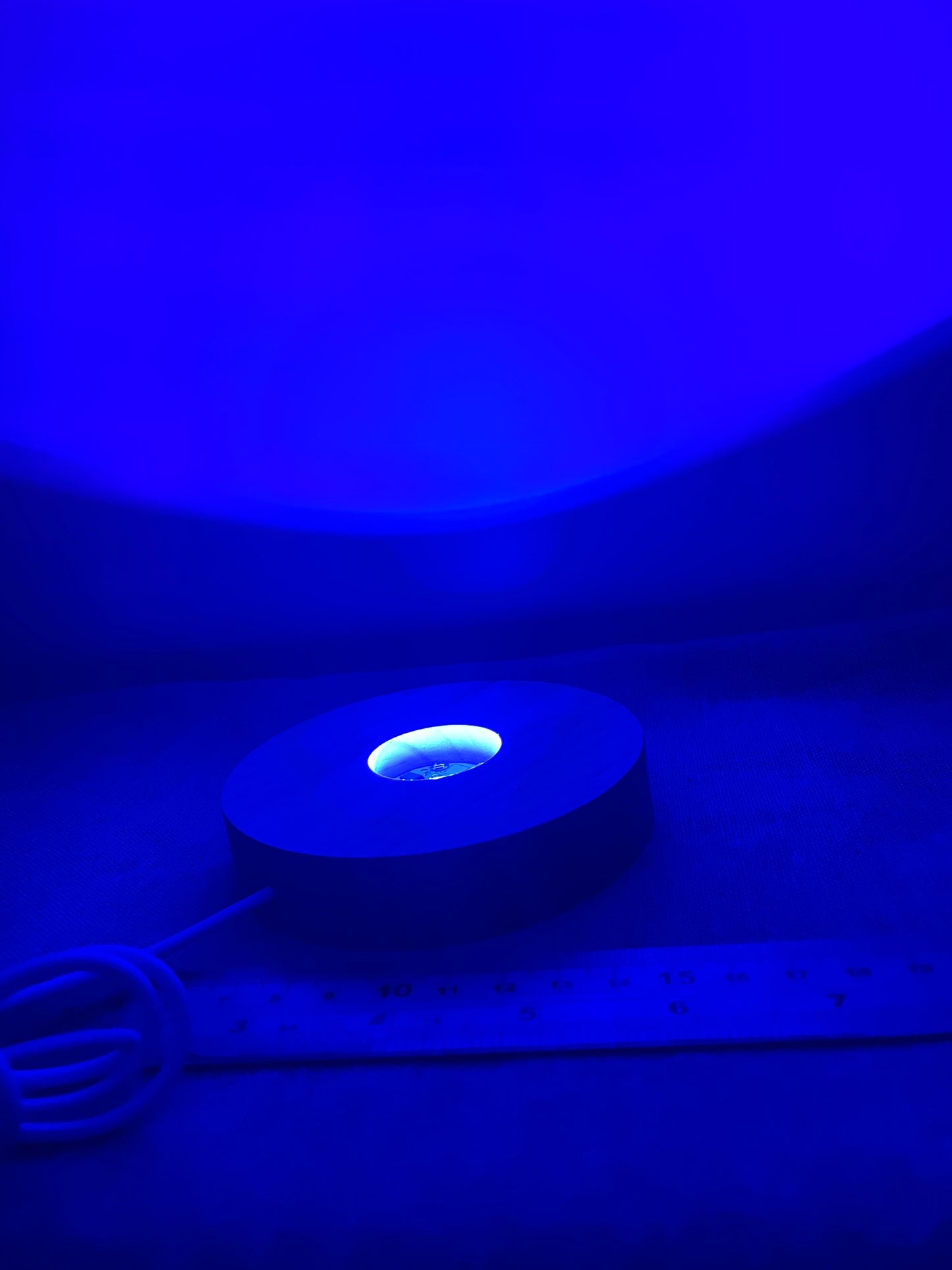 Wooden Crystal Display Base - mulit coloured LED - USB