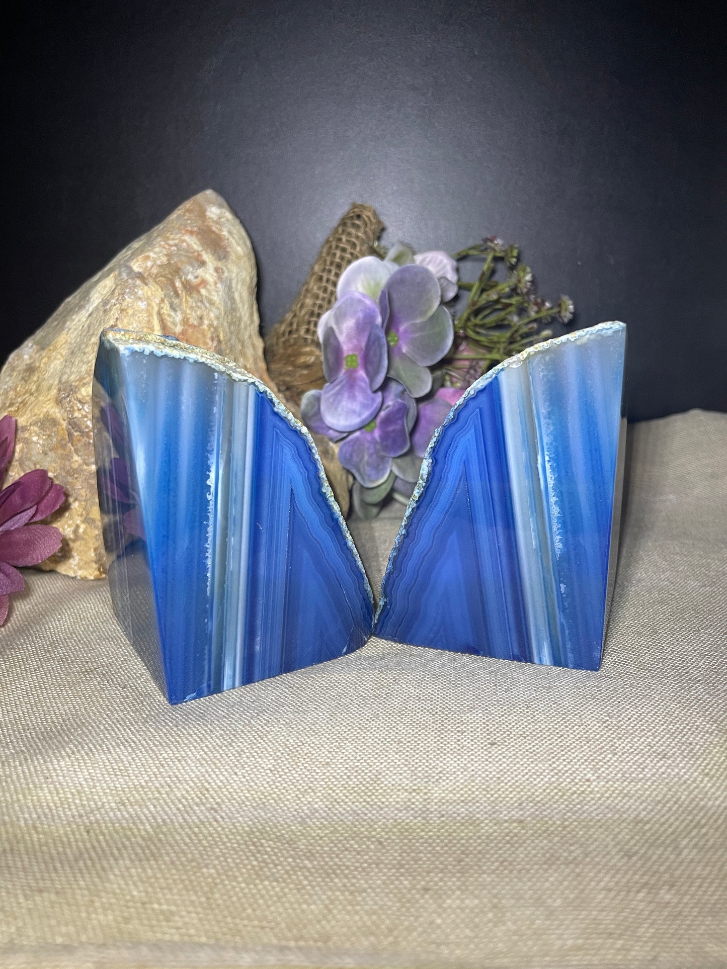 Dyed agate bookends