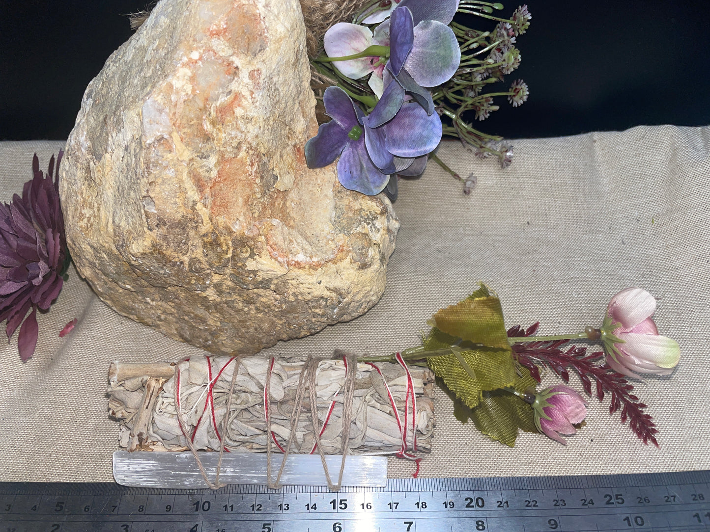 White sage selenite smudge wand