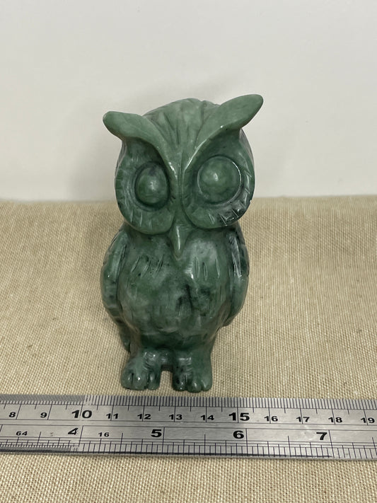 Serpentine owl carving