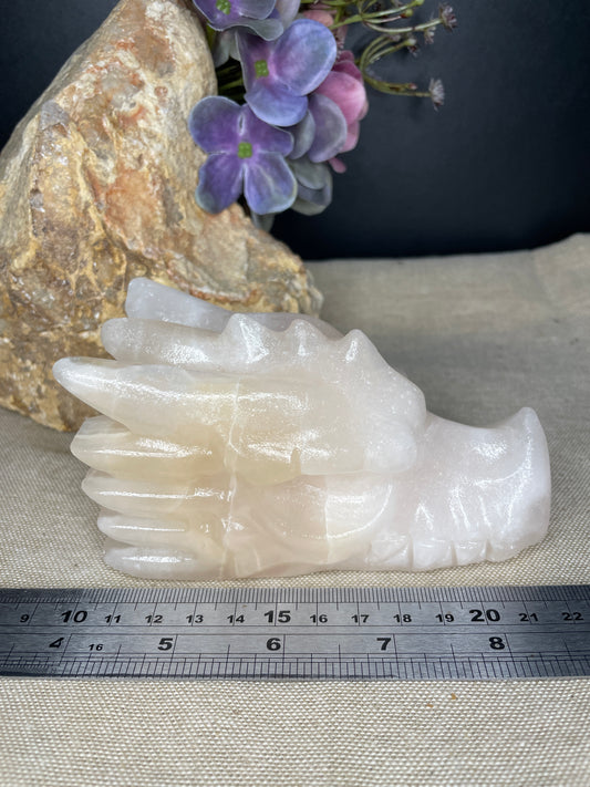 Calcite dragon head carving
