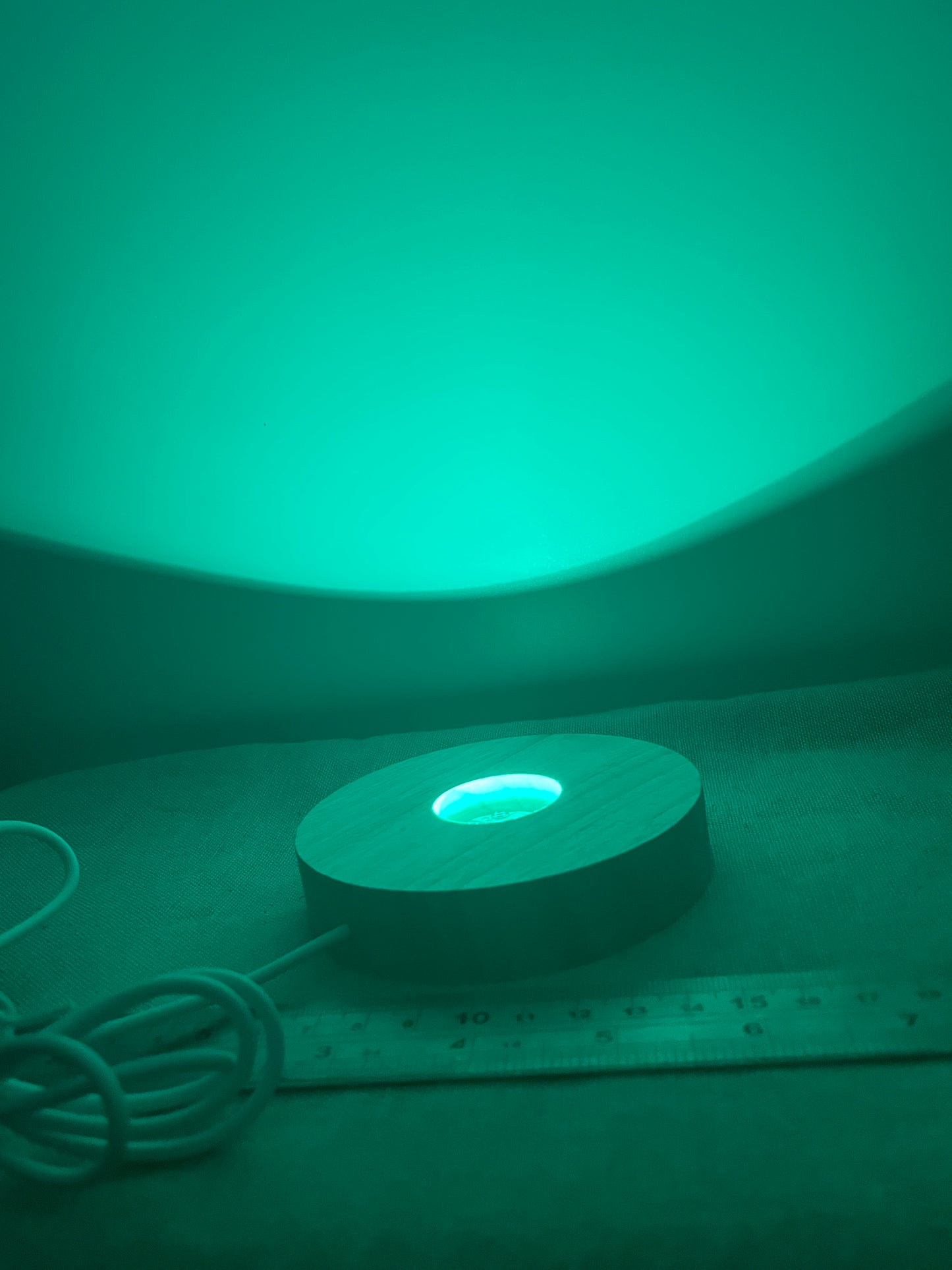 Wooden Crystal Display Base - mulit coloured LED - USB