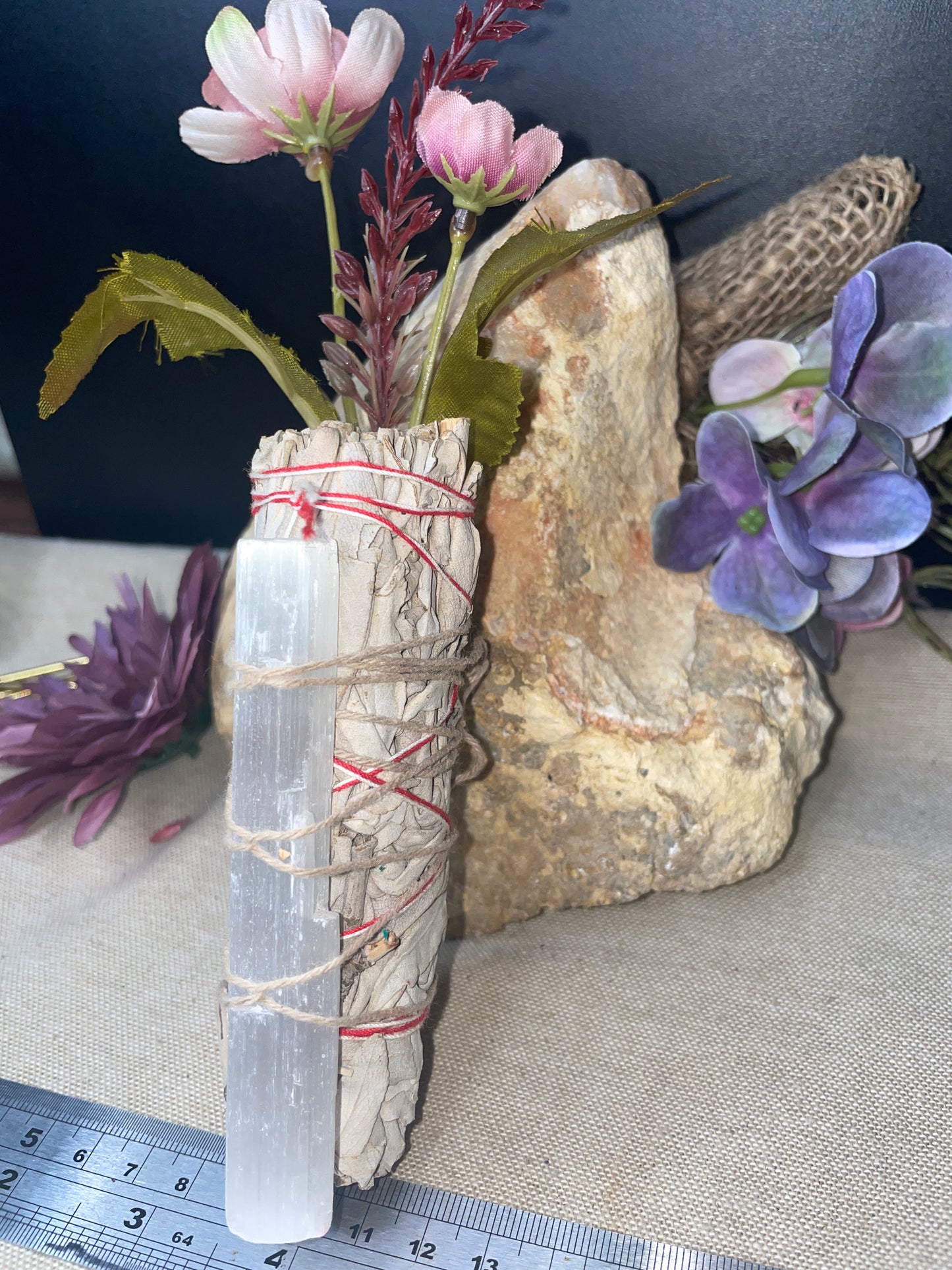 White sage selenite smudge wand