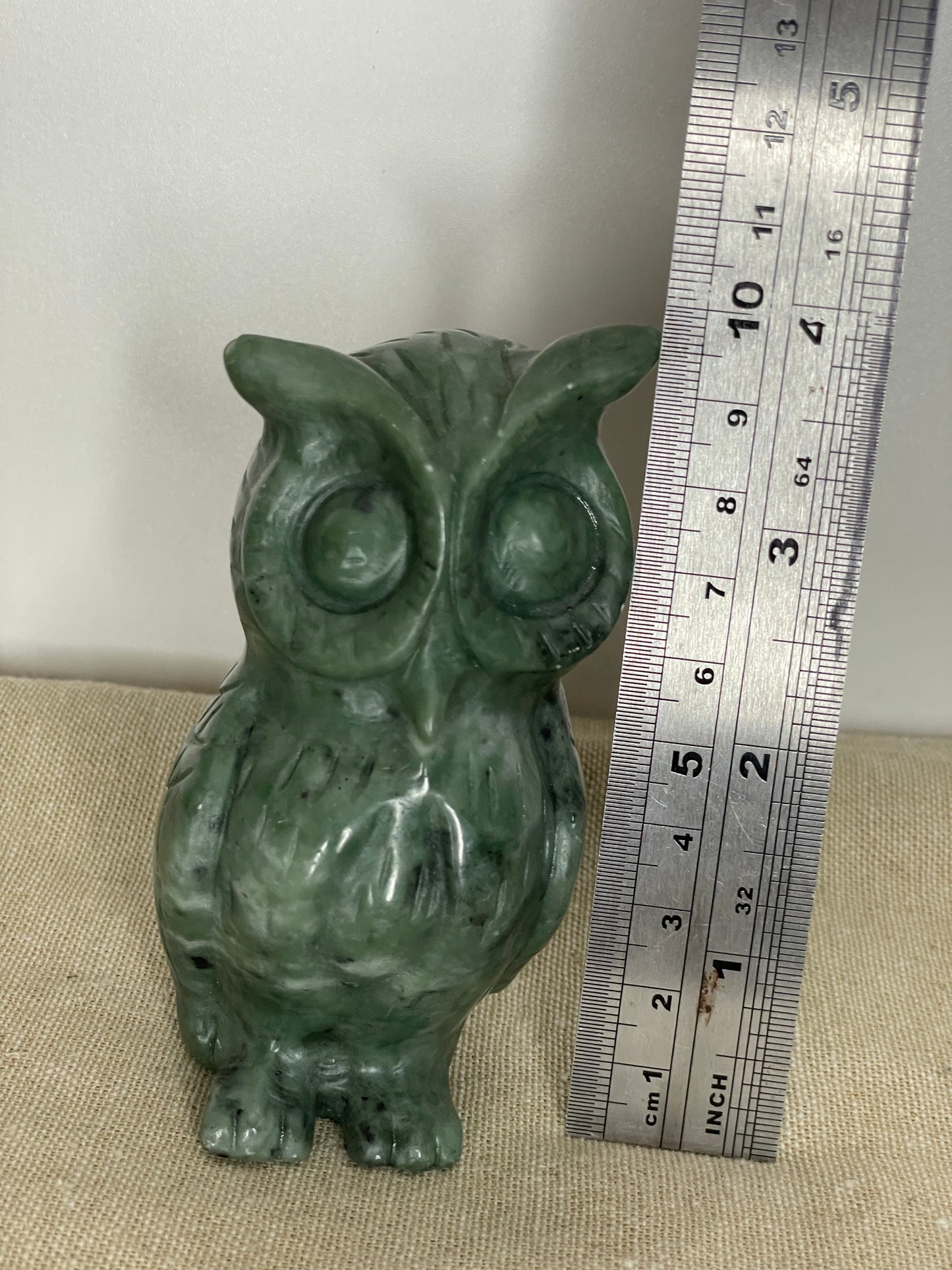 Serpentine owl carving