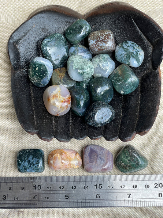 Moss agate tumbles