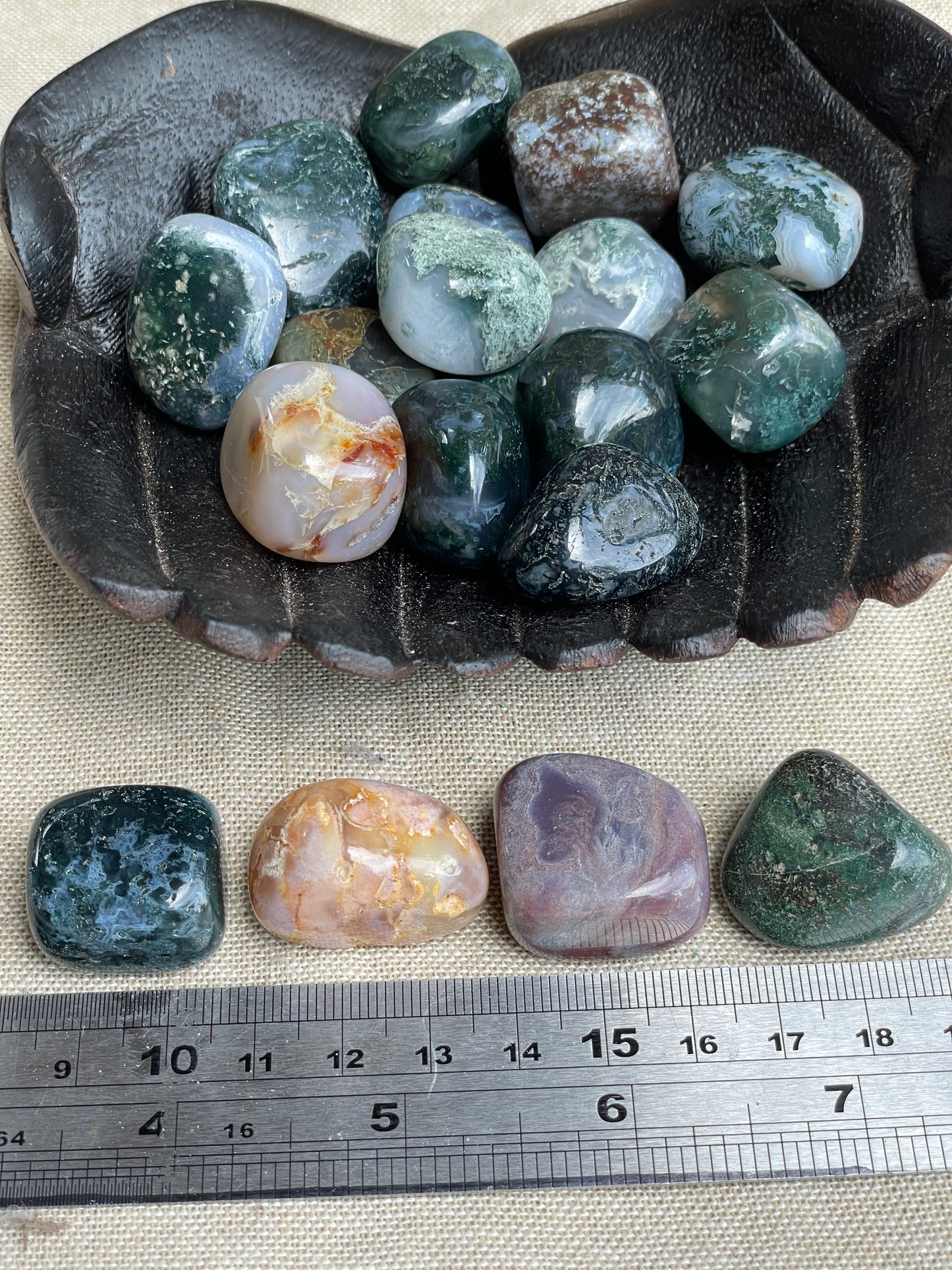 Moss agate tumbles