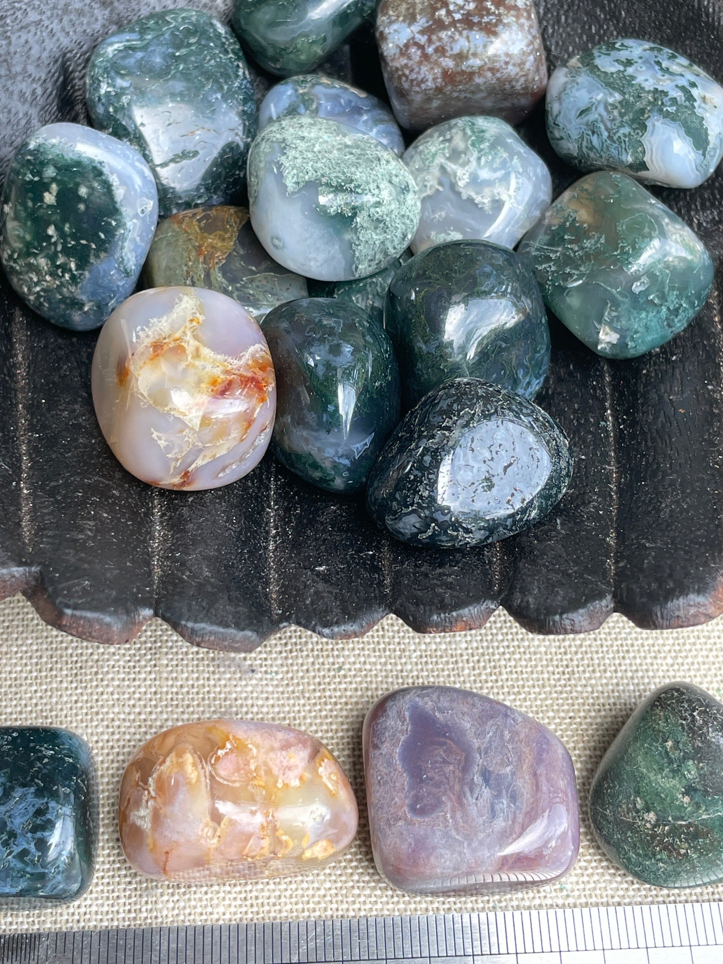 Moss agate tumbles
