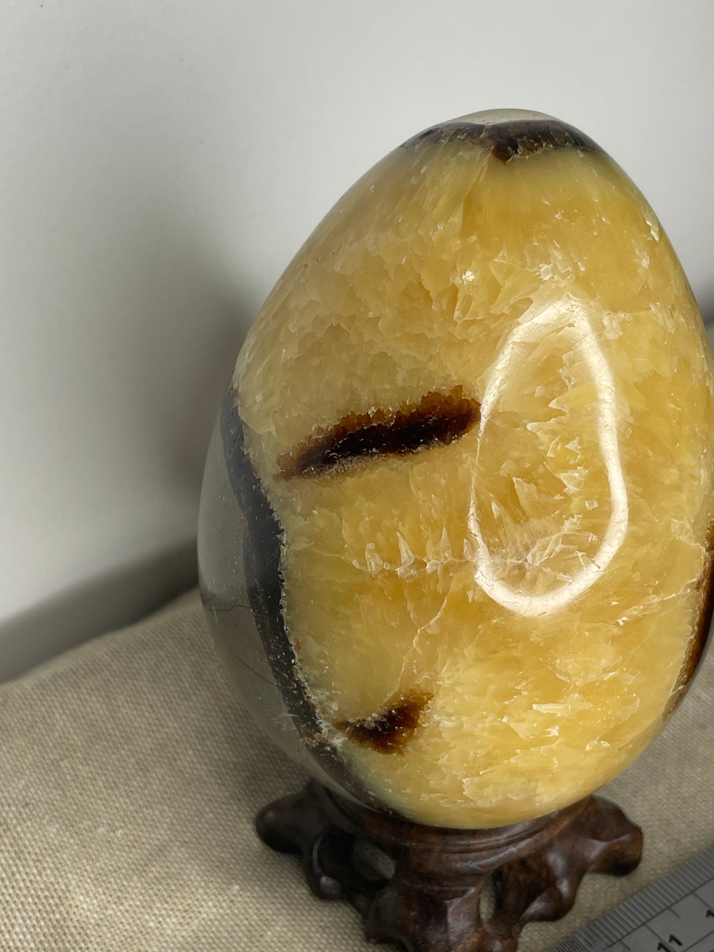 Septarian egg with yellow calcite