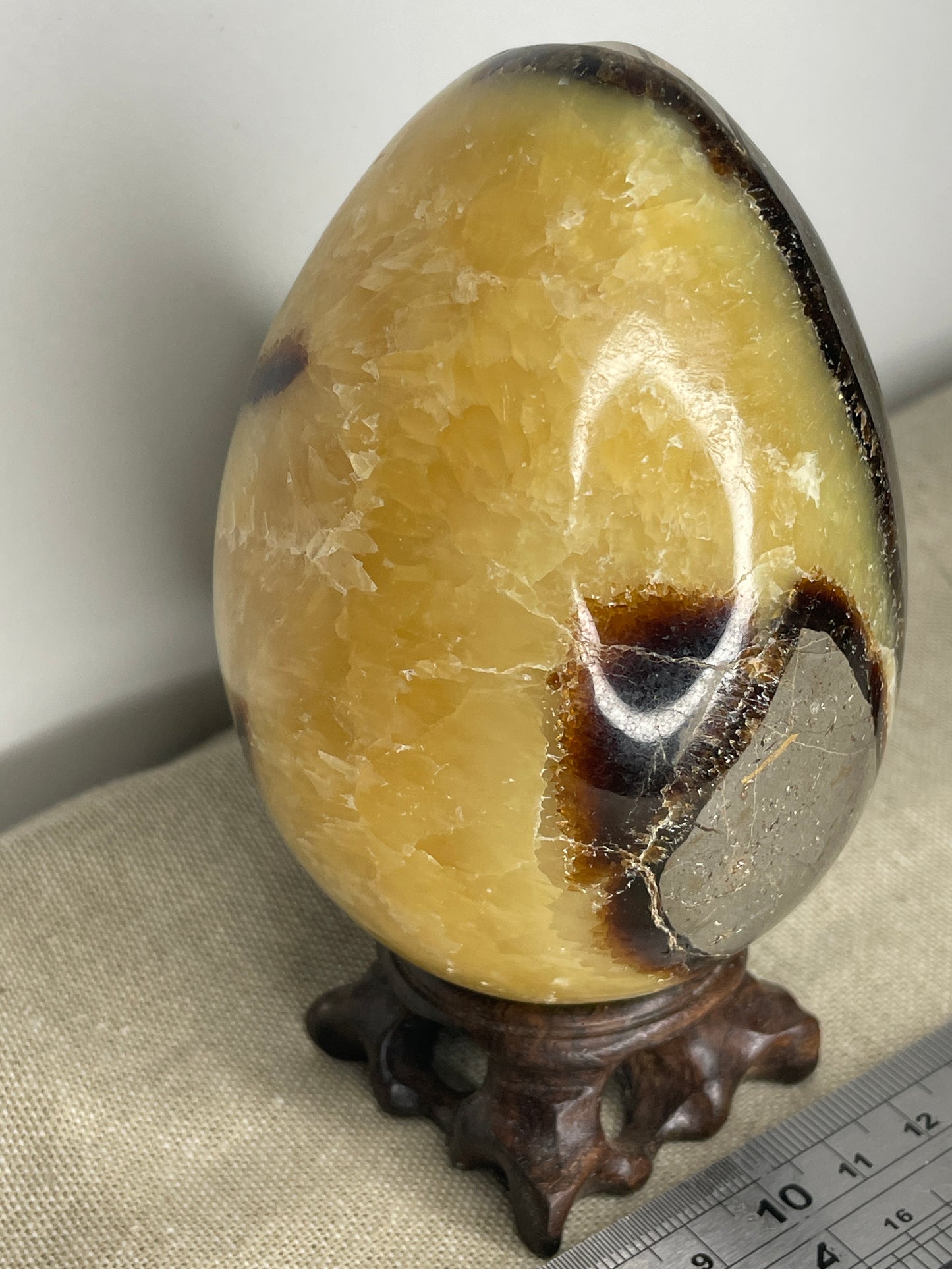 Septarian egg with yellow calcite