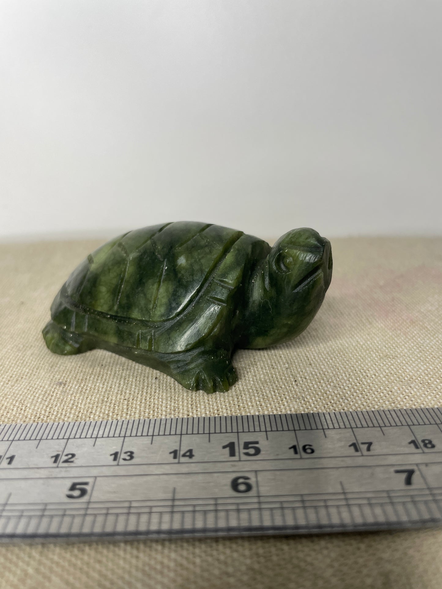 Grumpy serpentine turtle carving