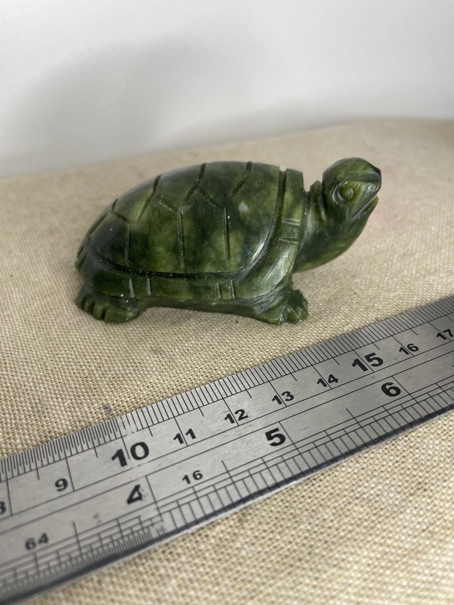 Grumpy serpentine turtle carving