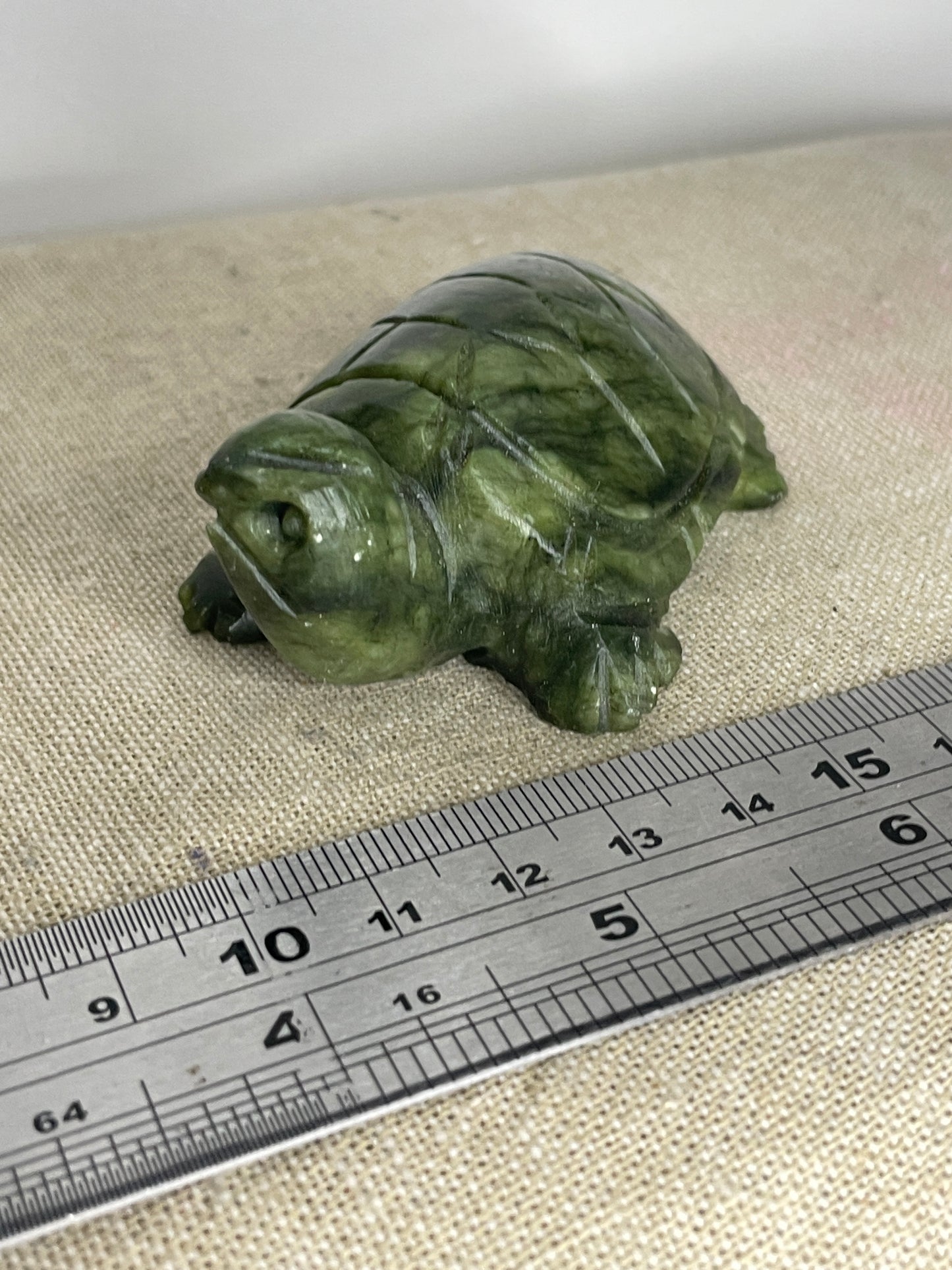 Grumpy serpentine turtle carving