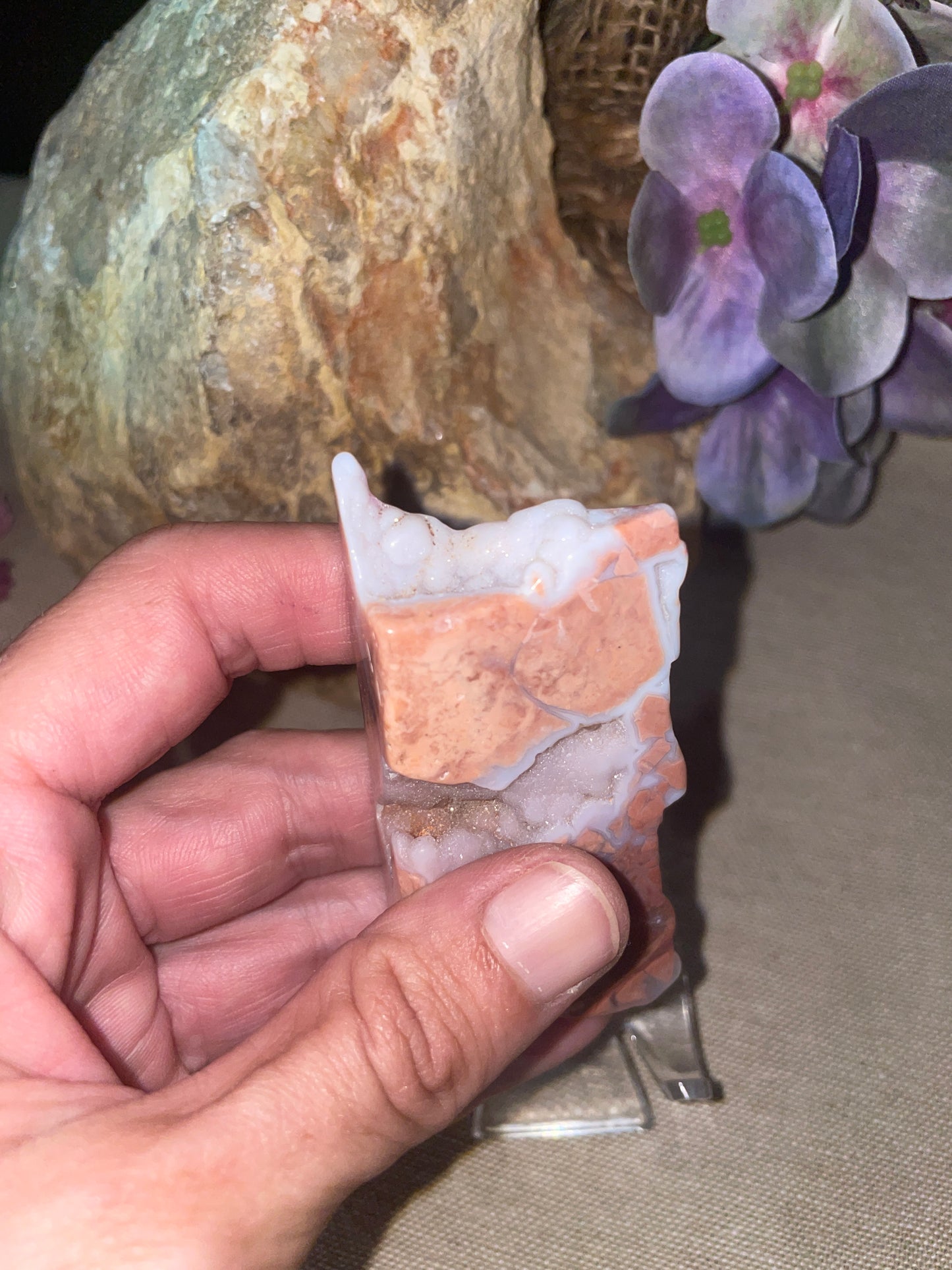 Pink agate slice Freeform