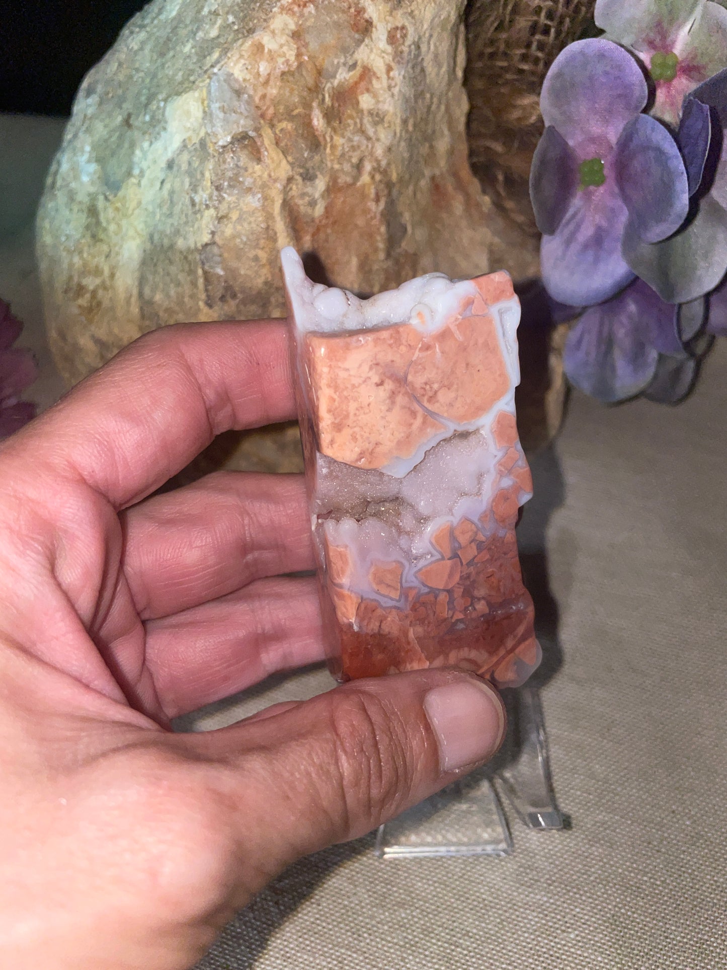 Pink agate slice Freeform