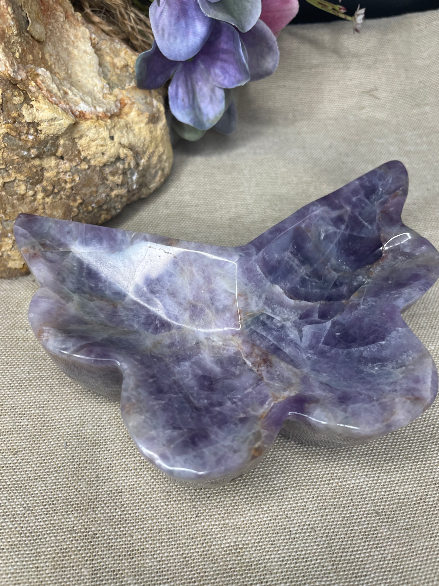 Amethyst butterfly bowl