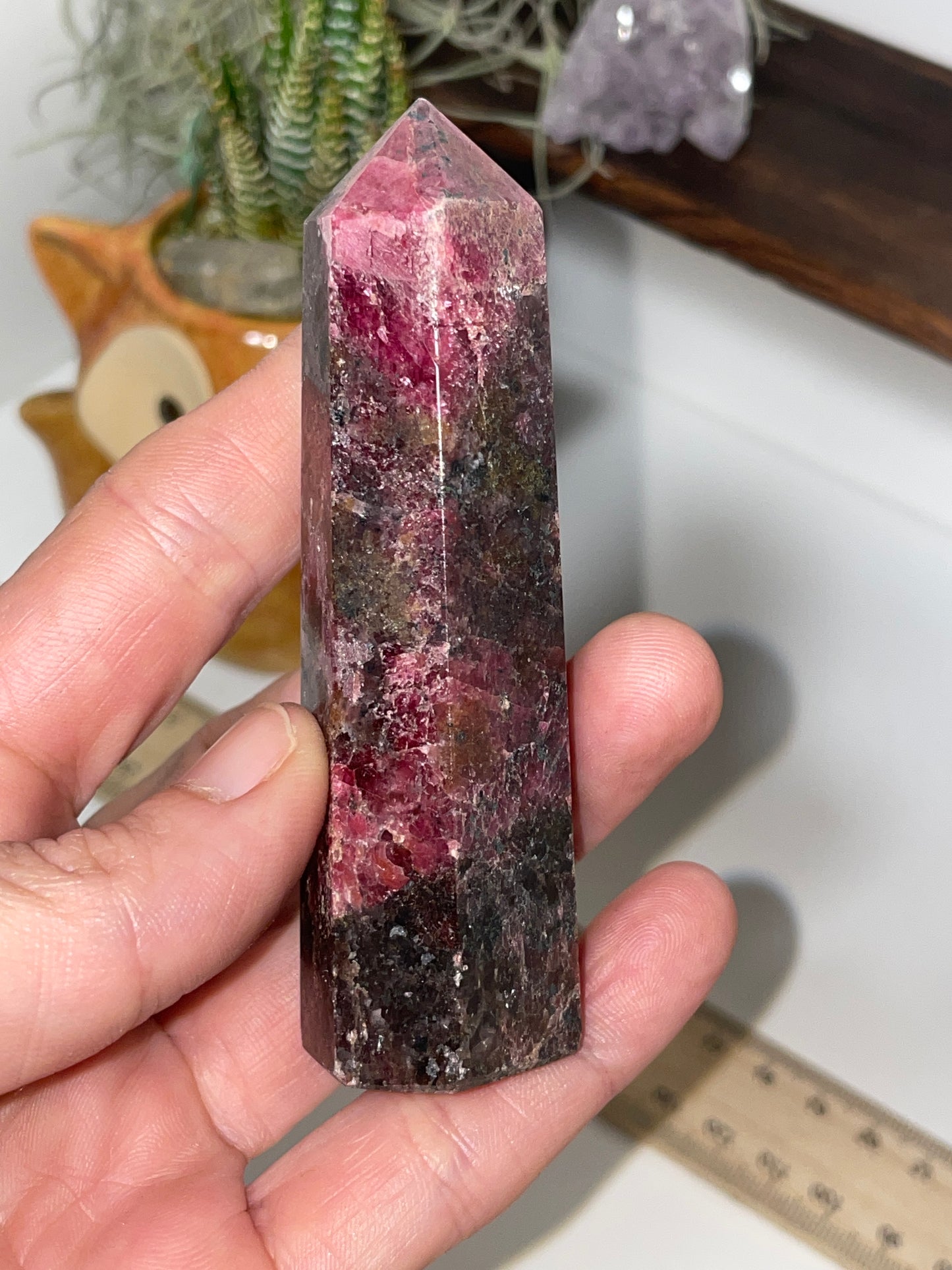 High grade rhodonite tower