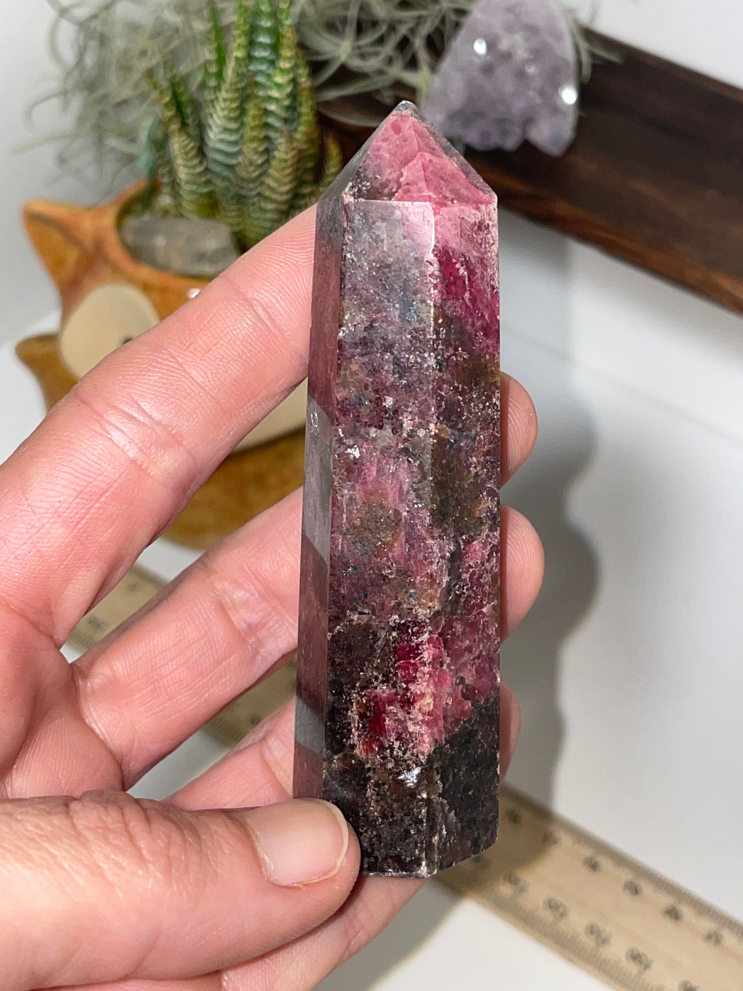 High grade rhodonite tower