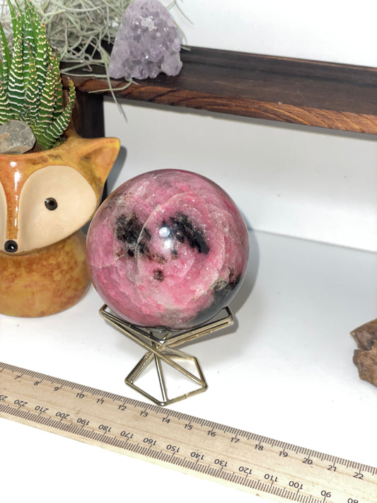 High grade Rhodonite sphere