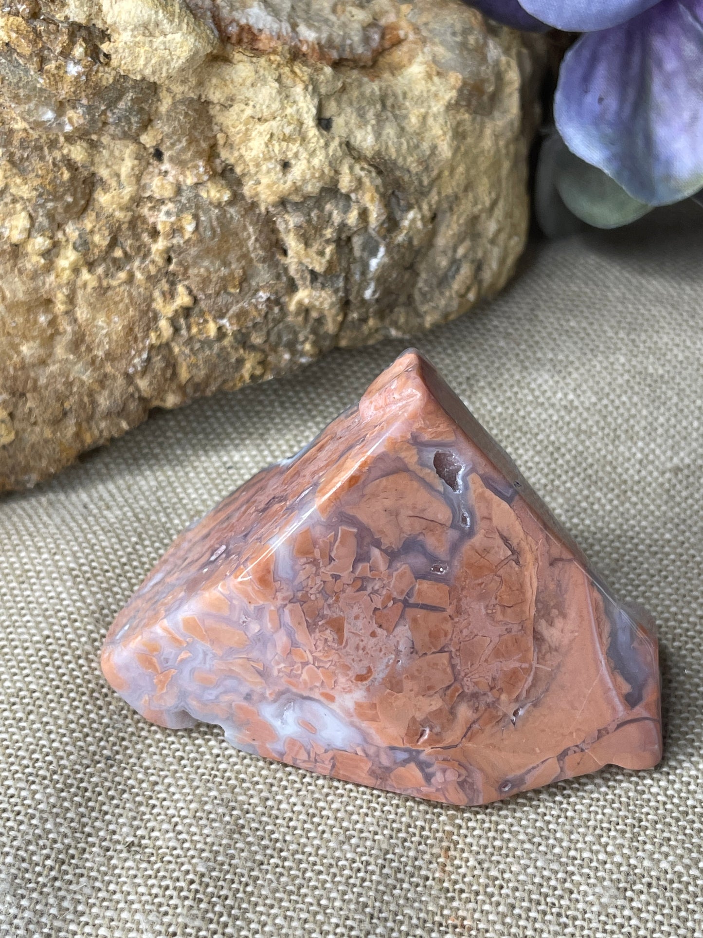 Pink agate polished freeform