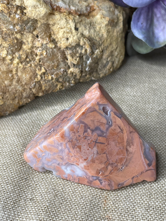 Pink agate polished freeform