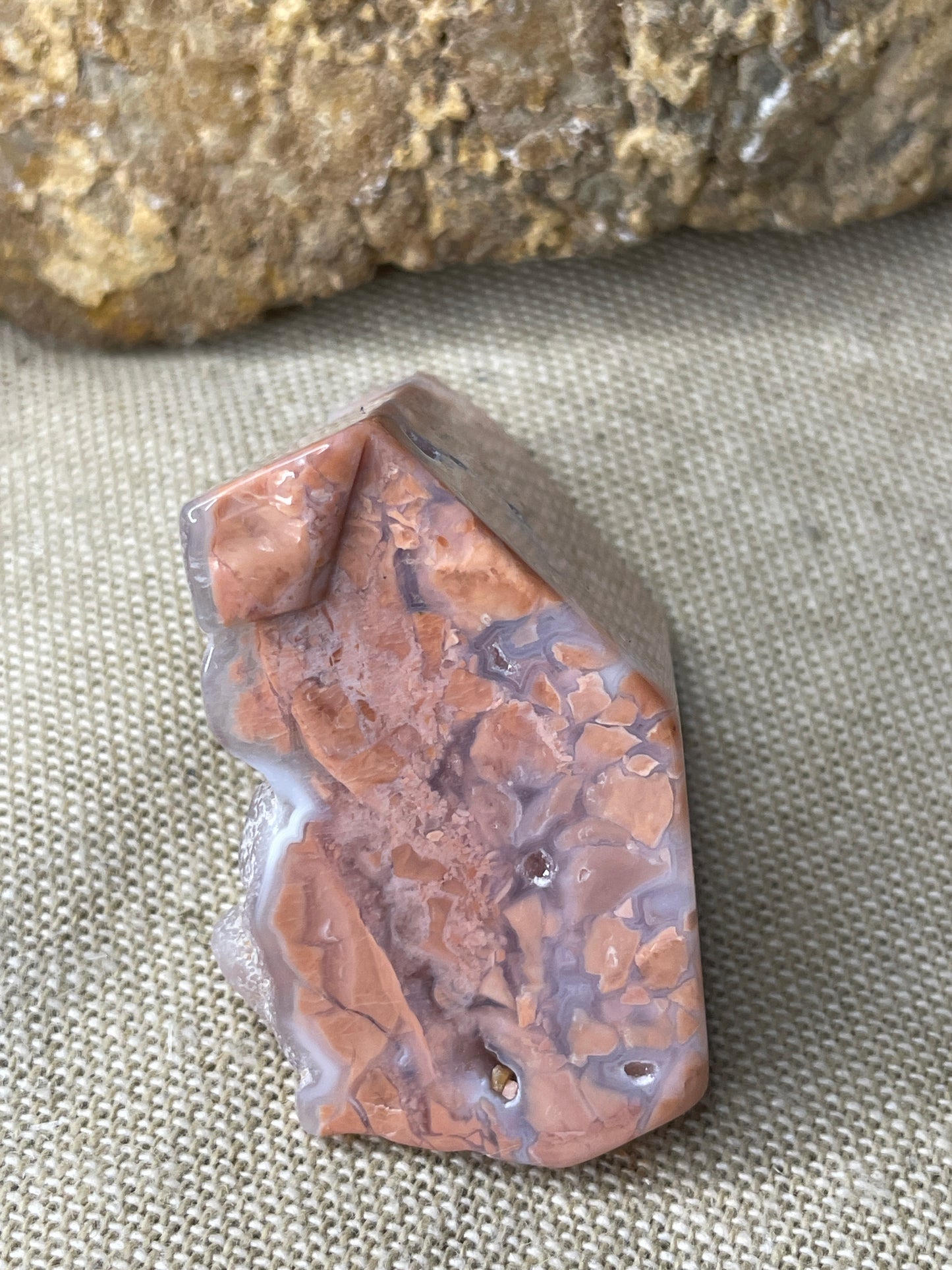 Pink agate polished freeform
