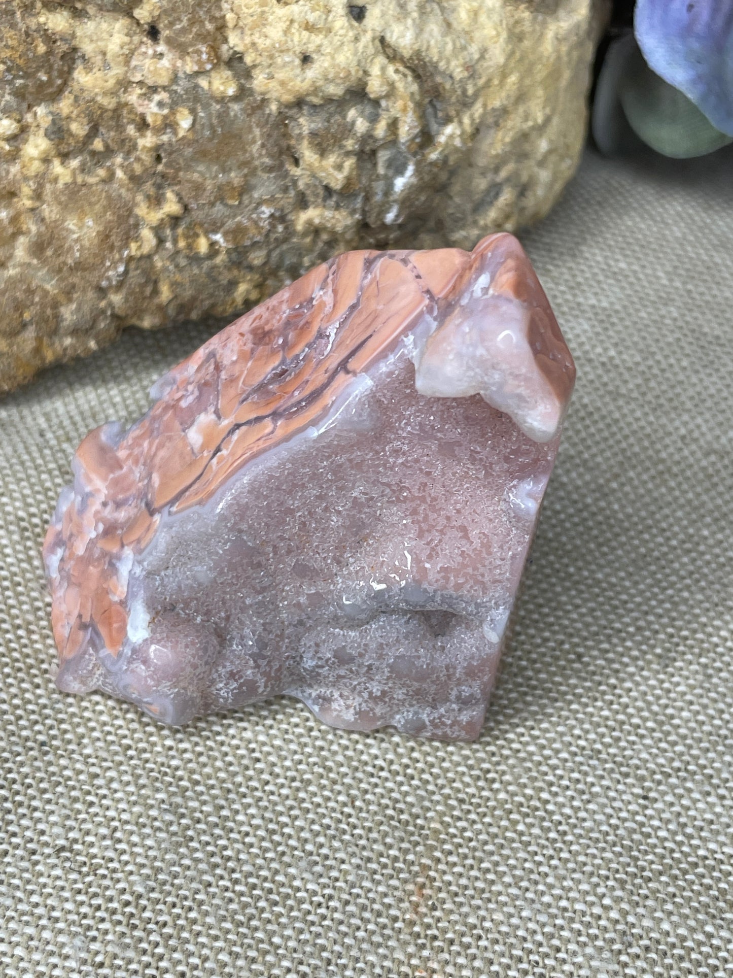 Pink agate polished freeform