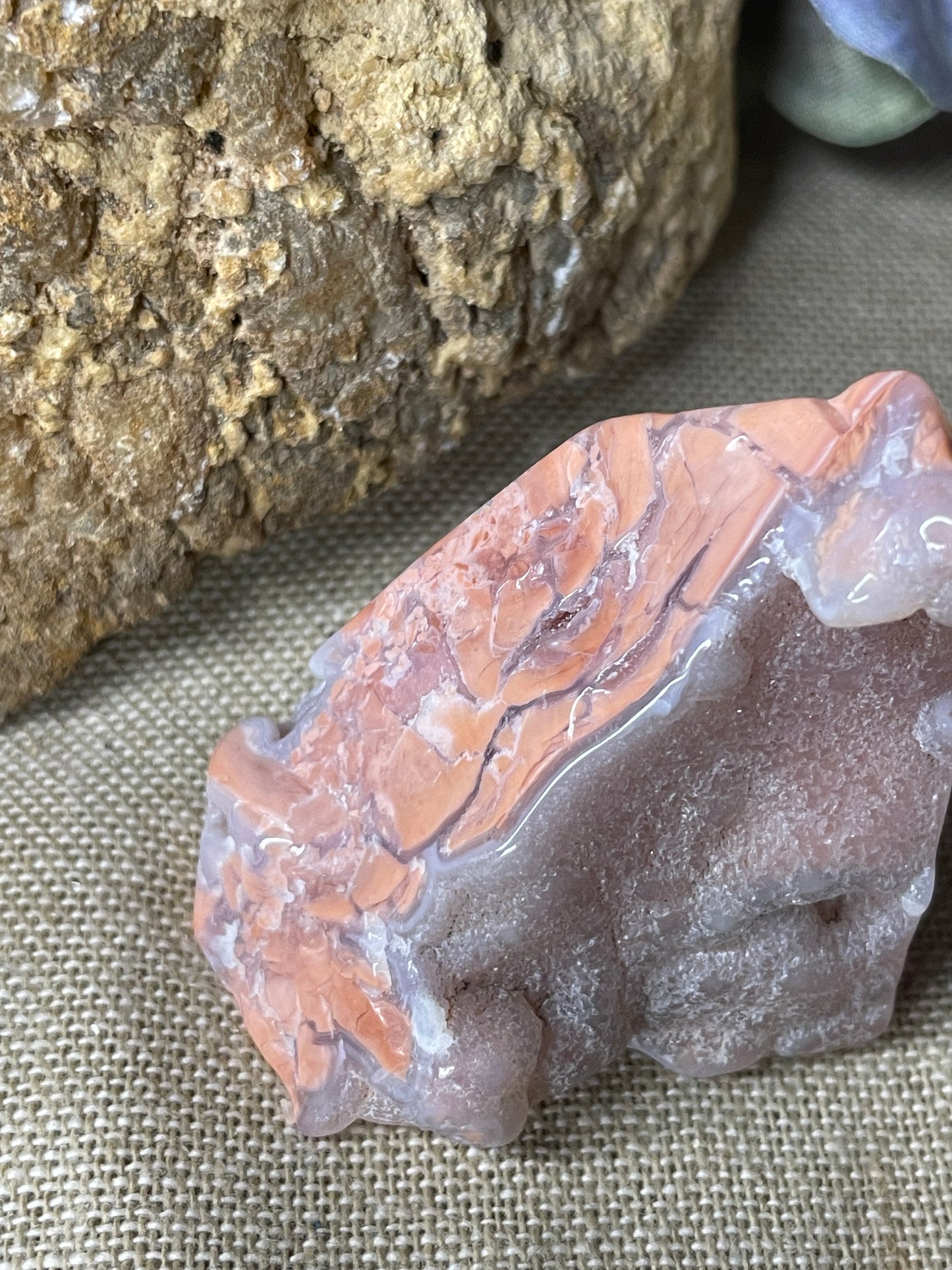 Pink agate polished freeform