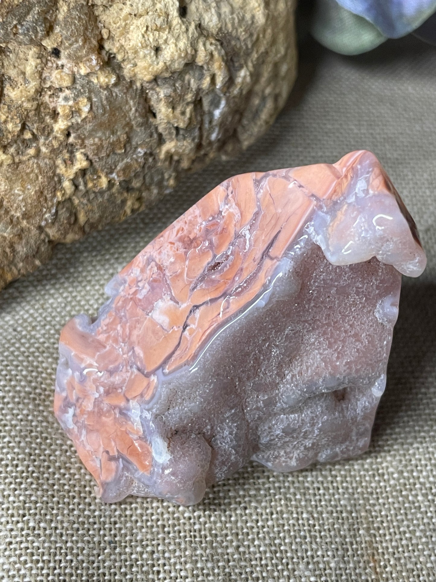 Pink agate polished freeform