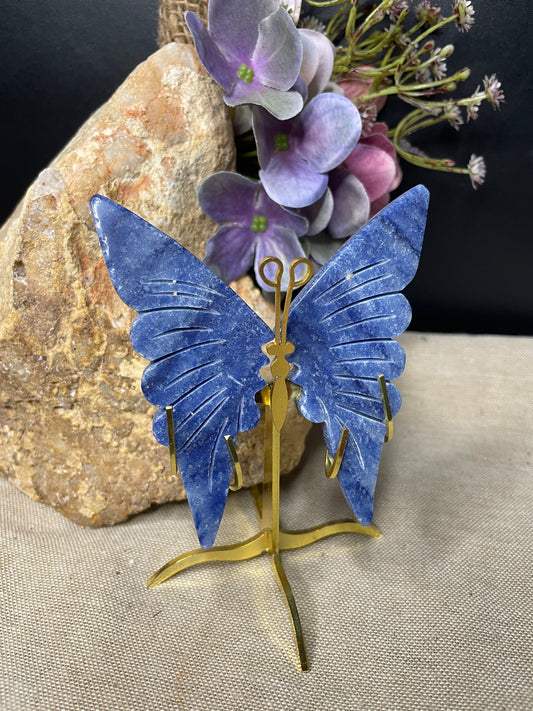Sodalite butterfly wings on stand