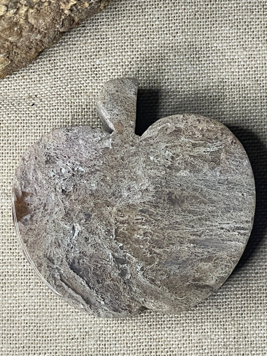 Moss Agate apple carving