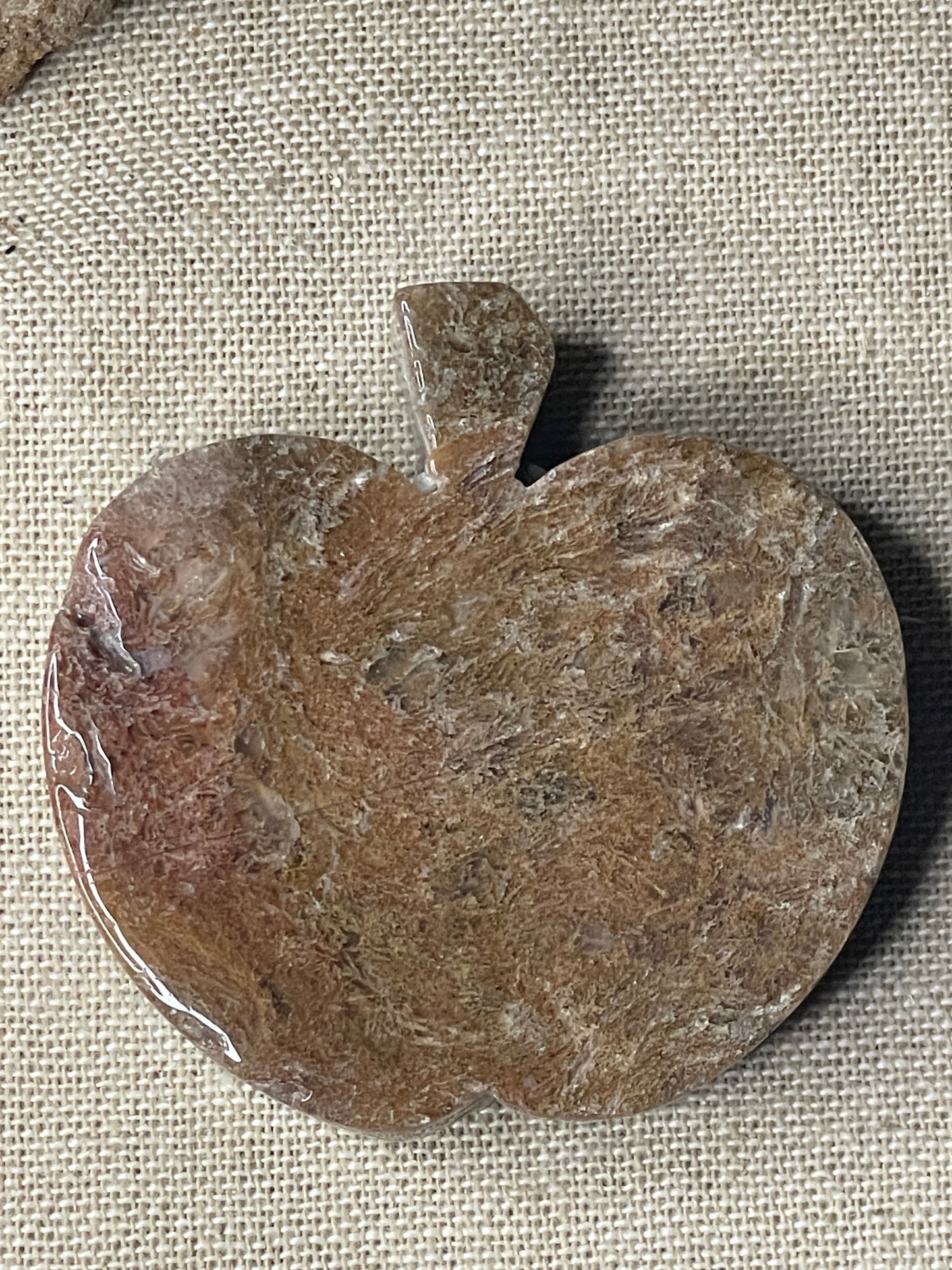Moss Agate apple carving