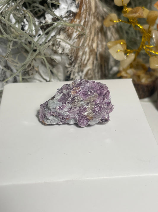 Lepidolite blade cluster with small smoky