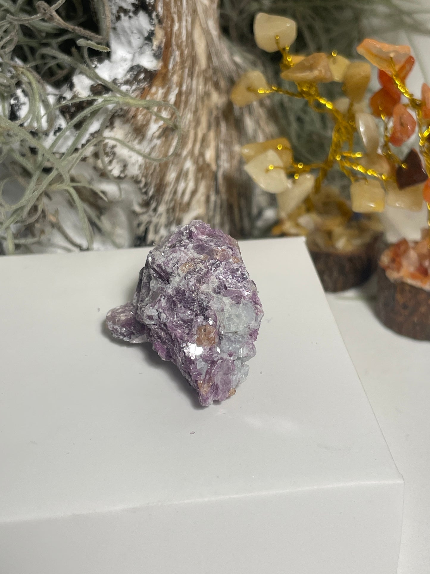 Lepidolite blade cluster with small smoky