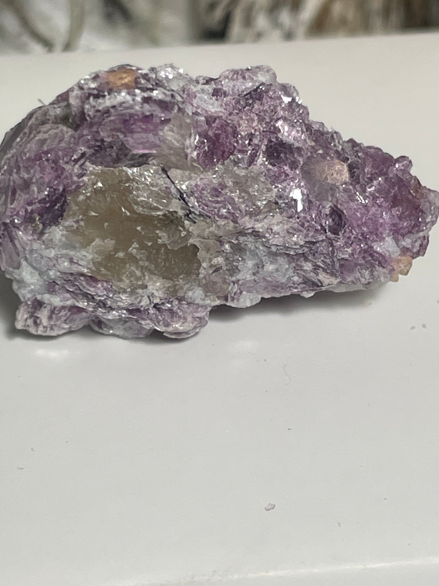 Lepidolite blade cluster with small smoky
