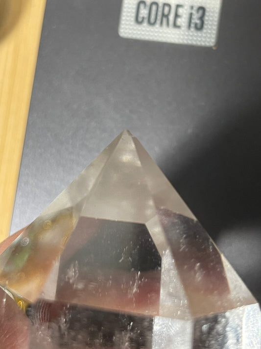 Chipped tip Clear quartz tower / point